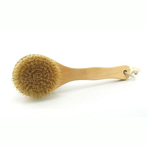 9.84 Inch Dry Body Brush Back Scrubber, Wooden Short Handle Natural Bristles Bath & Shower Brush. - size: 9.84 Inch Short Handle Wooden Natural Bristles