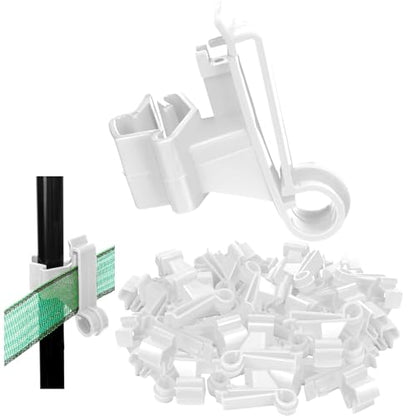 Chunful 100 Pcs T-Post Poly Tape Insulator Large Snap T-Post Holding Electric Fence Insulator for Farm Fence (White) - color: White