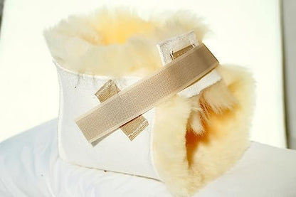 Sheepskin Ranch Sofsheep Medical Sheepskin Heel Protector, Pressure Relief for Bed Sores, Ulcers, Sensitive Skin, Hospital Grade, Chrome Free, Washable, Hypoallergenic, Adjustable, Real Wool, Single - style: Single