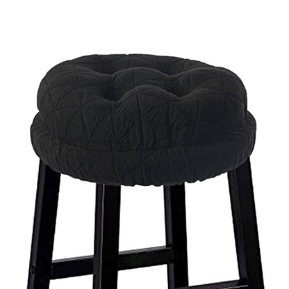 BUYUE Round Bar Stool Seat Cushion, Dia.13 Luxury Fashion Jacquard with Anti-Skid Silicone Bar Stool Cushion Padded (Black, M,1 Count) - color: Black, style: Round M