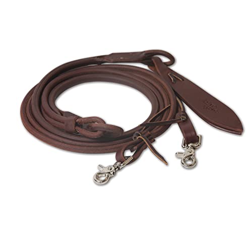 Professional's Choice Ranch Collection | 54" Heavy Oil Romal Rein | Thick, Soft & Sturdy | Popper Tail with Lace Tie Waterloops | Made in the USA
