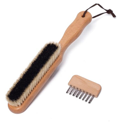 Lint Brushes for Clothes, 100% Natural Boar Bristle Clothes Brush for Cashmere & Wool, Cashmere Comb & Sweater Comb, Removes Fibres & Pet Hair, with Hanging Hole & Straps, Includes Cleaning Comb