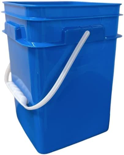 House Naturals 4 Gallon Square Food Grade Bucket Pail with Plastic Handles and Lid (Pack of 3) Made in USA containers (Aqua/Blue/Gray) - color: Aqua/Blue/Gray