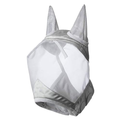 Harrison Howard CareMaster Horse Fly Mask Large Eye Space Half Face with Ears Moonlight Silver Medium Cob - color: Moonlight Silver, size: Cob (Medium)