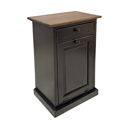 Peaceful Classics Wooden Tilt Out Trash Cabinet with Drawer, Black - color: Black, style: With Drawer