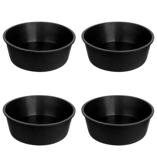4 Pcs Rubber Feed Pan, 4 Quart 10.6 x 4.1 Inche Livestock Feeding Bucket, Dust Bath Container, Durable Utility Bowl for Horse Cats Dogs Chickens Ducks Goats Pigs and Farm Small Animal.