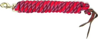 Hamilton 5/8" x 10' Poly Cowboy Horse Lead Rope, Red Weave - color: Multi-Weave Red, size: 5/8" x 10'