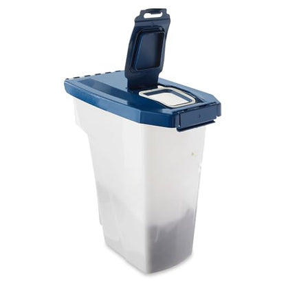 Pet Food Storage Container, Clear and White, 50 lb Capacity, BPA-Free Plastic, Airtight Seal, Flip-Top Lid, Rectangular, 15x12.5x24 Inches (50 lbs)