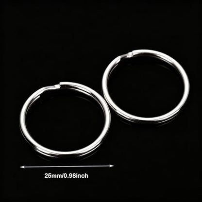 200pcs Silver Jump Ring Split Keyring Mental Connectors for Keychains, Jewelry Making, Pet Collars, Crafts 25mm - size: 25mm