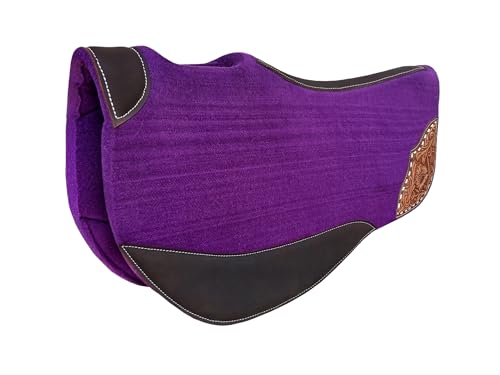 CHALLENGER Horse 32"x32" Western Contoured Wool Felt Round Barrel Saddle Pad Black 39259 - color: Purple
