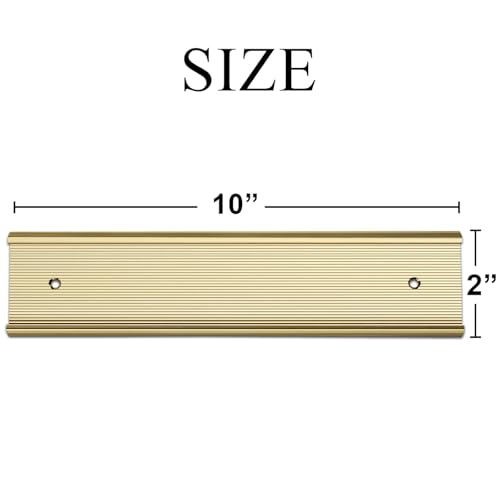 SINYUDUN 10 Pack 2” x 10” Aluminum Name Plate Holders for Door or Wall - color: Gold