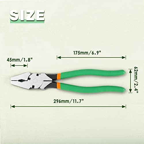 11.5 Inches Fencing Pliers With Wire Cutters - Heavy-Duty Multi-Purpose Flat Nose Fence Tool for Installing, Maintaining, and Repairing Wire Fences - style: 11.5" Fencing Pliers(Green)