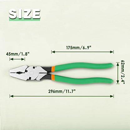 11.5 Inches Fencing Pliers With Wire Cutters - Heavy-Duty Multi-Purpose Flat Nose Fence Tool for Installing, Maintaining, and Repairing Wire Fences - style: 11.5" Fencing Pliers(Green)