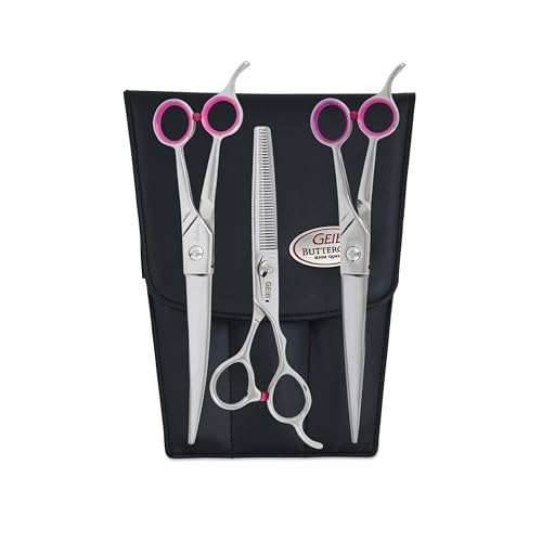Geib Buttercut Dog Grooming Scissors, Stainless Steel Professional Dog Grooming Kit - Curved, Straight and Thinning Shears, 3 in 1 pet grooming kit - style: Gator Set