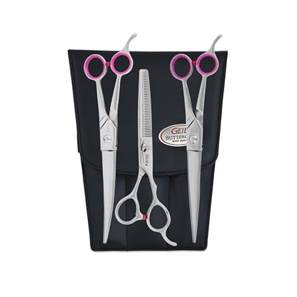 Geib Buttercut Dog Grooming Scissors, Stainless Steel Professional Dog Grooming Kit - Curved, Straight and Thinning Shears, 3 in 1 pet grooming kit - style: Gator Set
