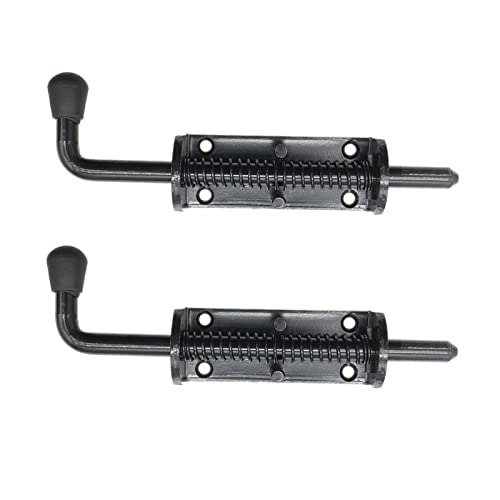 Black 2 Packs 6.5 Inch Heavy Duty Spring Loaded Latch Pin, Sliding Barrel Bolt Door Lock for Chests/Cabinets/Utility Trailer Gate, 2mm Thickened Interior and Outdoor Latch - size: 6.5