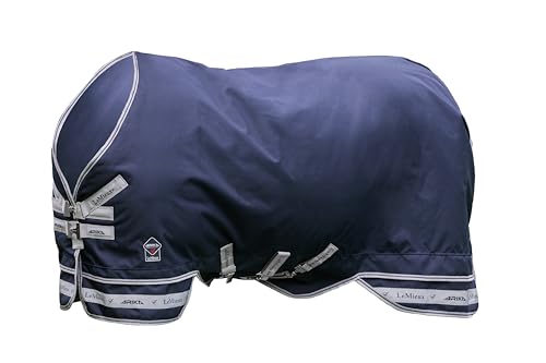 LeMieux Arika Featherweight 0g Turnout Blanket - 900Denier Breathable Waterproof Outer - Detachable Neck Included - Navy - 84" - size: 84"