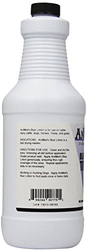 AniMed Blue Lotion Topical Antiseptic for Horses Dogs Cats Cows Sheep and Goats, 32-Ounce - size: 32-Ounce