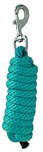 Nylon Horse Size Cowboy Knot Rope Halter with Beaded Cross Nose and Removable Lead - color: Teal