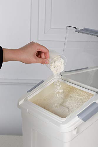 EonTone [2-Pack] 30 lbs Flour Storage Container, 25L Airtight Food Bin with Wheels BPA-Free - size: 25 Liters (pack of 2)