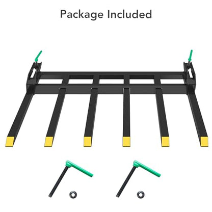 GarveeLife Clamp On Debris Forks 60 in Bucket Heavy Duty Clamp On Pallet Forks Bucket Forks Attachments Fit for Loader Bucket Skidsteer Tractor - size: 58" Bucket