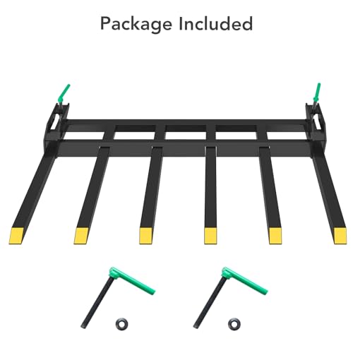 Clamp-On Debris Forks for 60" Loader Bucket – 4000 lbs Heavy Duty Pallet Fork Attachment – Sturdy Steel Construction – Fits Skid Steer/Tractor – Yellow