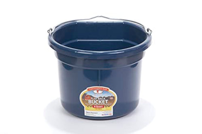 Little Giant® Flat Back Plastic Animal Feed Bucket | Animal Feed Bucket with Metal Handle | Horse Stall Feeding and Watering Supplies (Navy, 8 Quart) - color: Navy, size: 8 Quart