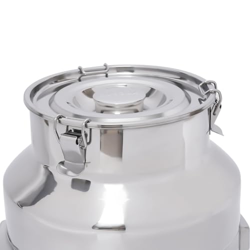 DYNAMI 7.4Gal 304 Stainless Steel Milk Bucket With Faucet,Thickened Stainless Steel Milk Can with Sealing Lid,Large Liquid Container Storage,for Milk,Wine, Oil Storage Transport (28L/7.4gal,w/Faucet) - size: 7.4gal