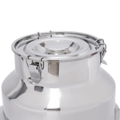 DYNAMI 7.4Gal 304 Stainless Steel Milk Bucket With Faucet,Thickened Stainless Steel Milk Can with Sealing Lid,Large Liquid Container Storage,for Milk,Wine, Oil Storage Transport (28L/7.4gal,w/Faucet) - size: 7.4gal