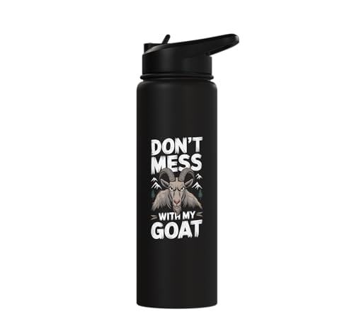 Don´t Mess With My Goat Cute Coat Pygmy Goat Farmer Stainless Steel Insulated Water Bottle - color: Black