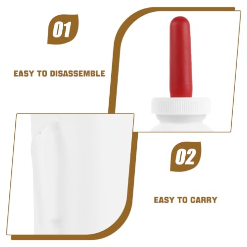 NUOBESTY 4 Pack 2L Livestock Milk Feeding Bottles with Extra Replacement Rubber Nipples, 67.6oz Large Goat Lamb Calf Bottle with Handle, Farm Animal Milk Feeder for Puppy Sheep Cattle
