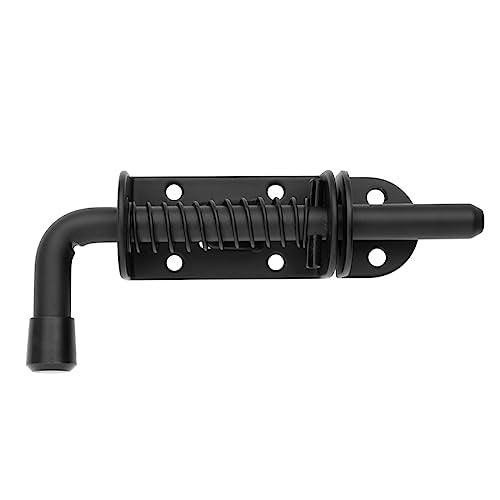 JQK Spring Loaded Latch Pin, 304 Stainless Steel Barrel Bolt Thickened 2mm Door Lock, 5 Inch Black (1 Pack), HSB300-BK - color: Black, size: 5Inch - 1Pack