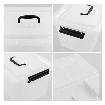 Qskely 6-Pack Clear Plastic Storage Bin, 10 L Latch Storage Box with Handle