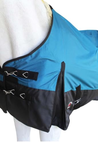 CHALLENGER 1200D Turnout Waterproof Rain Light-Weight Sheet Horse Blanket - color: Teal Black, size: 76 inches