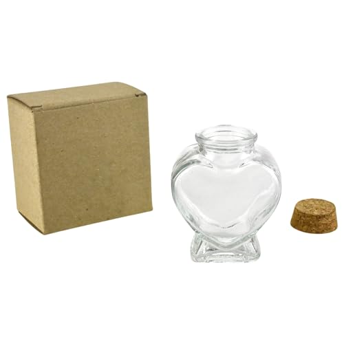 Party Spin Heart Shaped Glass Jar Favor Bottle with Cork, 3-1/4-inch, 1-count - style: Heart