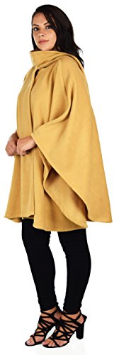 Dare2BStylish Women Poncho Style Fleece Cover Up with Muffler - color: Camel