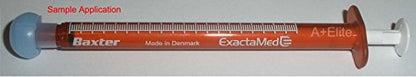 BAXA ExactaMed Oral Liquid Medication Syringe 1cc/1mL 10/PK Amber Medicine Dose Dispenser with Cap Exacta-Med Baxter Comar Latex Free