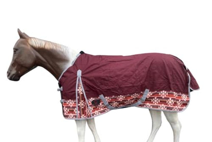1200 Denier RAIN Sheet | RAINSHEET (Waterproof & Breathable) (Maroon with Aztec Bottom, 80)