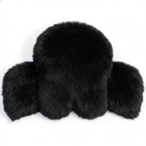 Sheepskin Saddle Seat Cover，Genuine Sheepskin Western Saddle Pad - color: Black