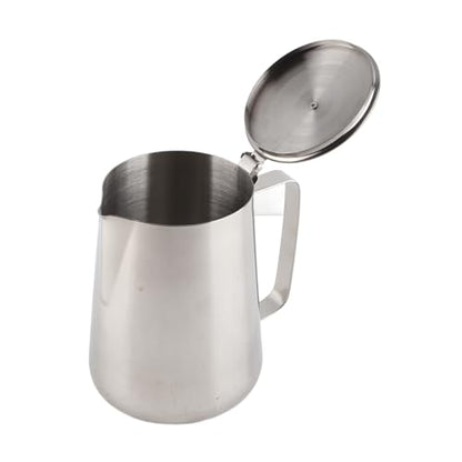 Milk Frother Cup, Stainless Steel Milk Frothing Pitcher, Milk Frothing Jug with Lid and Handle, Frothing Cup Pitcher, Coffee Frothing Mug for Office Home Kitchen (2000ml) - size: 67.6 Ounces