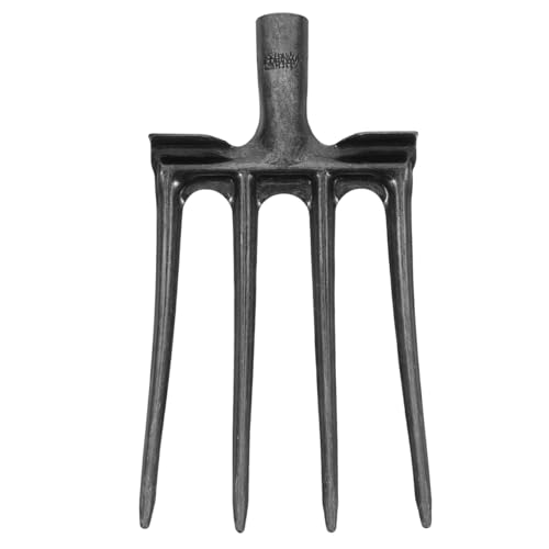 Mikikit Pitch Fork Replacement Head Four-Prong Garden Fork for Soil Loosening Ground Preparation Deep Turning Farming and Landscaping Heavy Duty Digging Tool 14.96 X 8.07 X 1.37 in