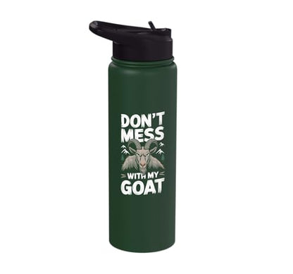Don´t Mess With My Goat Cute Coat Pygmy Goat Farmer Stainless Steel Insulated Water Bottle - color: Dark Green
