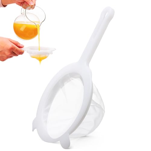 Ultra Fine Mesh Strainer with Handle & Resting Tabs, 200 Mesh 5.1", Plastic Nut Milk Strainer, Nylon Juice Filter, Small Sieve for Kefir Grains, Soy Milk, Yogurt, Tea, Coffee, Honey - size: 200 Mesh 5.1"