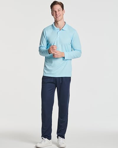 3 Pack Mens Long Sleeve Polo Shirts Dry Fit Golf Work Casual Collared Tops - color: Set 2, size: Small