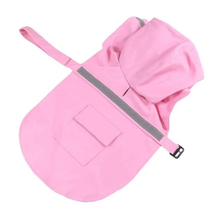 NACOCO Large Dog Raincoat Adjustable Pet Water Proof Clothes Lightweight Rain Jacket Poncho Hoodies with Strip Reflective (M, Pink) - color: Pink, size: Medium (Pack of 1)