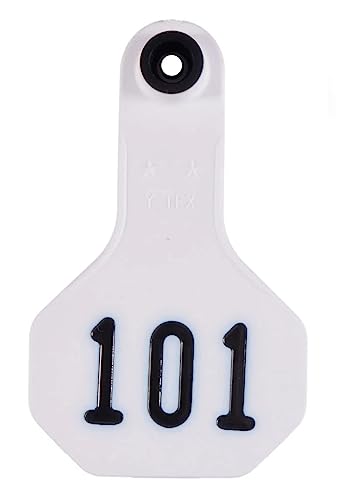 Y-Tex Numbered Ear Tags | 25 Tags Numbered 76-100 | Small | White