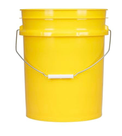House Naturals 5 Gallon Plastic Yellow Food Grade BPA Free Made in USA Bucket Pail with Air Tight Double Gasket Screw on Lid(Pack of 3) (Yellow and Red lids) - color: Yellow and Red Lids