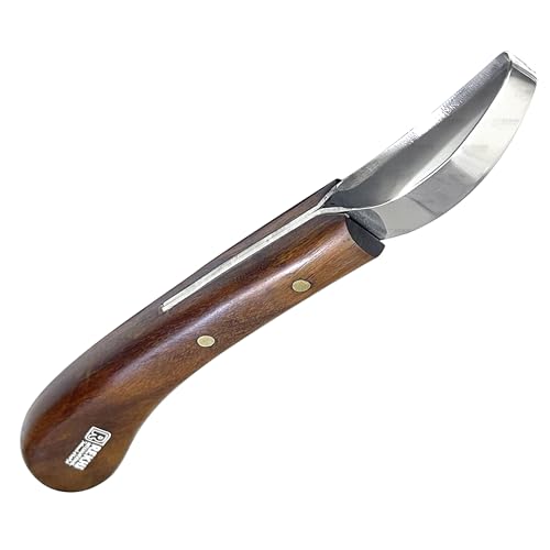 Rekhi Farrier Loop Knife with Wooden Handle – Precision Hoof Care Tool for Horses, Cows, and Goats, Durable Rust-Resistant J2 Stainless Steel Blade, Farrier and Equestrian Hoof Care Knife