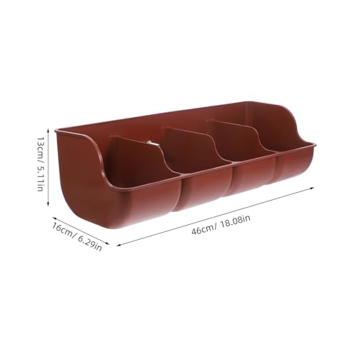 DOITOOL Pig Feeder 4 Compartment Pig Trough Plastic Fence Goat Feeder Livestock Feeding Container Pets Animal Farm Supplies - color: Brown, size: 46x14cm