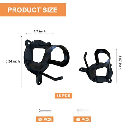 Horse Bridle Racks 16 Counts Metal Hanger Black Bridle Hooks | Horse Tack Storage Halter Hooks, Barn Supplies Bracket, With Screws Tubes, Stable Organization Tool, Horse Barn Supplies